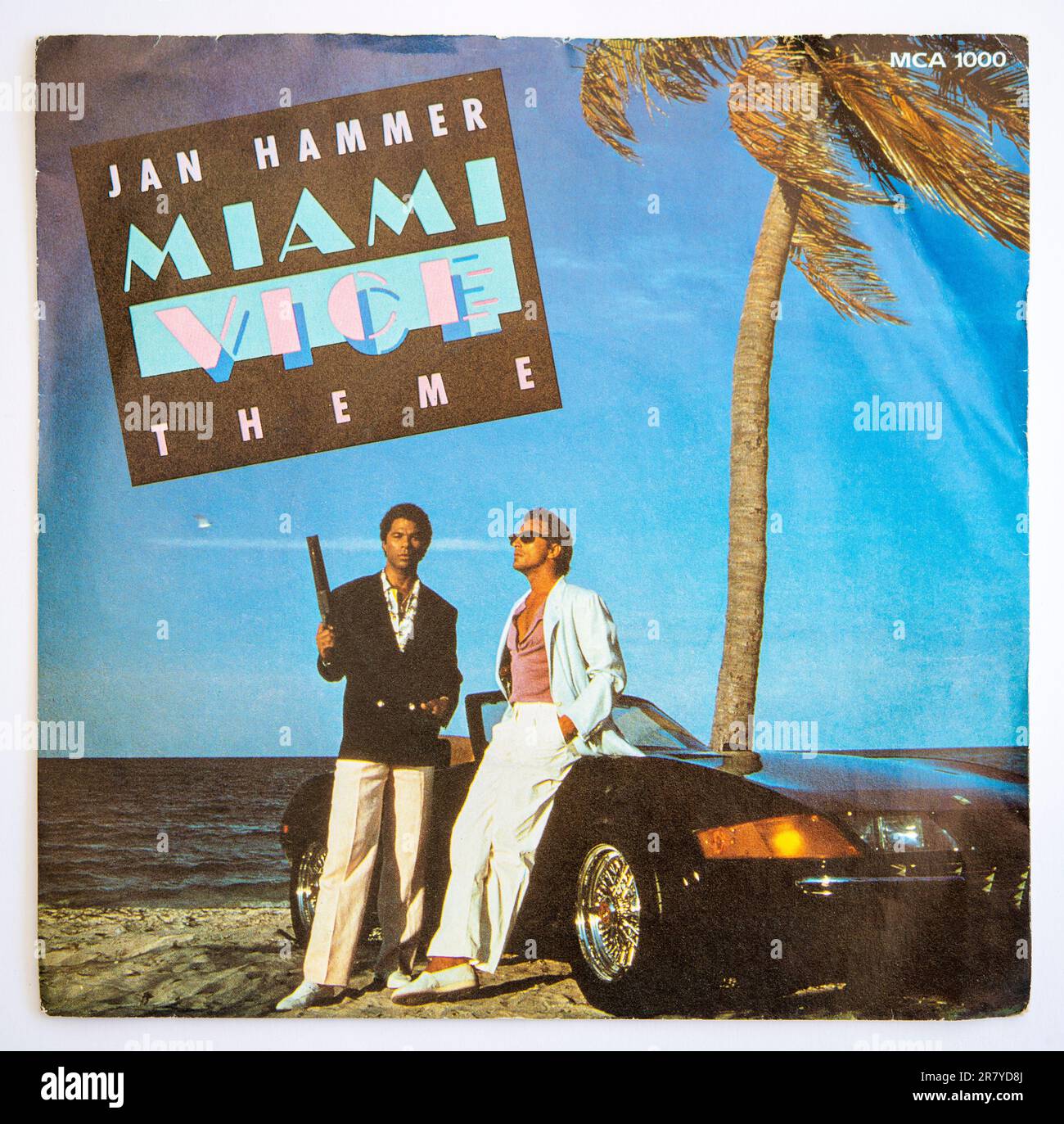 Copertina della versione singola da sette pollici del Miami Vice Theme di Jan Hammer, che è stato rilasciato nel 1985 Foto Stock