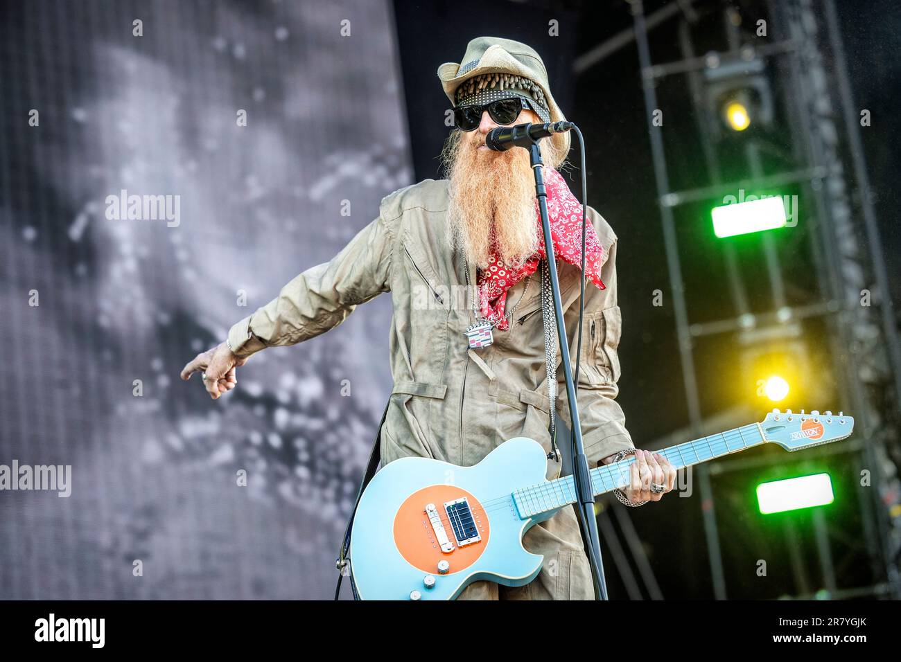 Solvesborg, Svezia. 10th, giugno 2023. Billy Gibbons e il BFG si esibiscono in un concerto dal vivo durante il festival di musica svedese Sweden Rock Festival 2023 a Solvesborg. (Photo credit: Gonzales Photo - Terje Dokken). Foto Stock