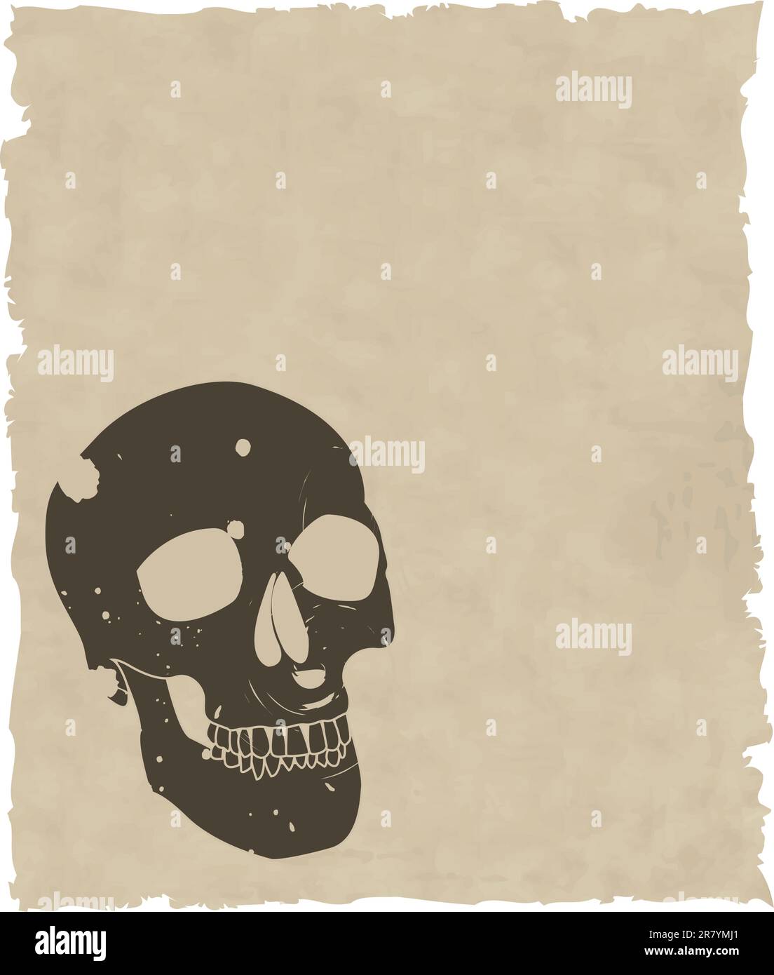 il cranio marrone della grunge vettoriale su carta vecchia eps 8 Illustrazione Vettoriale