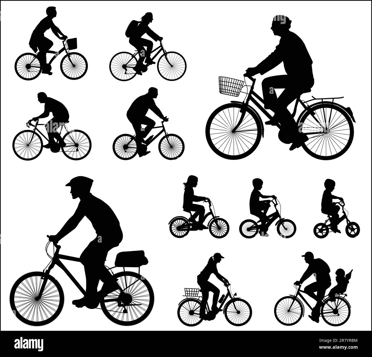 sagome bicyclist - illustrazione vettoriale Illustrazione Vettoriale