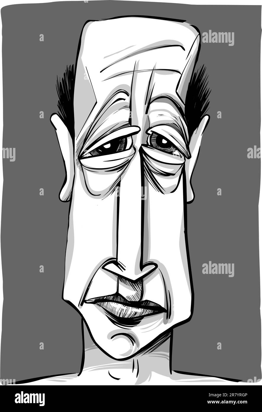 Schizzo caricatura illustrazione di vecchio uomo calvo Illustrazione Vettoriale