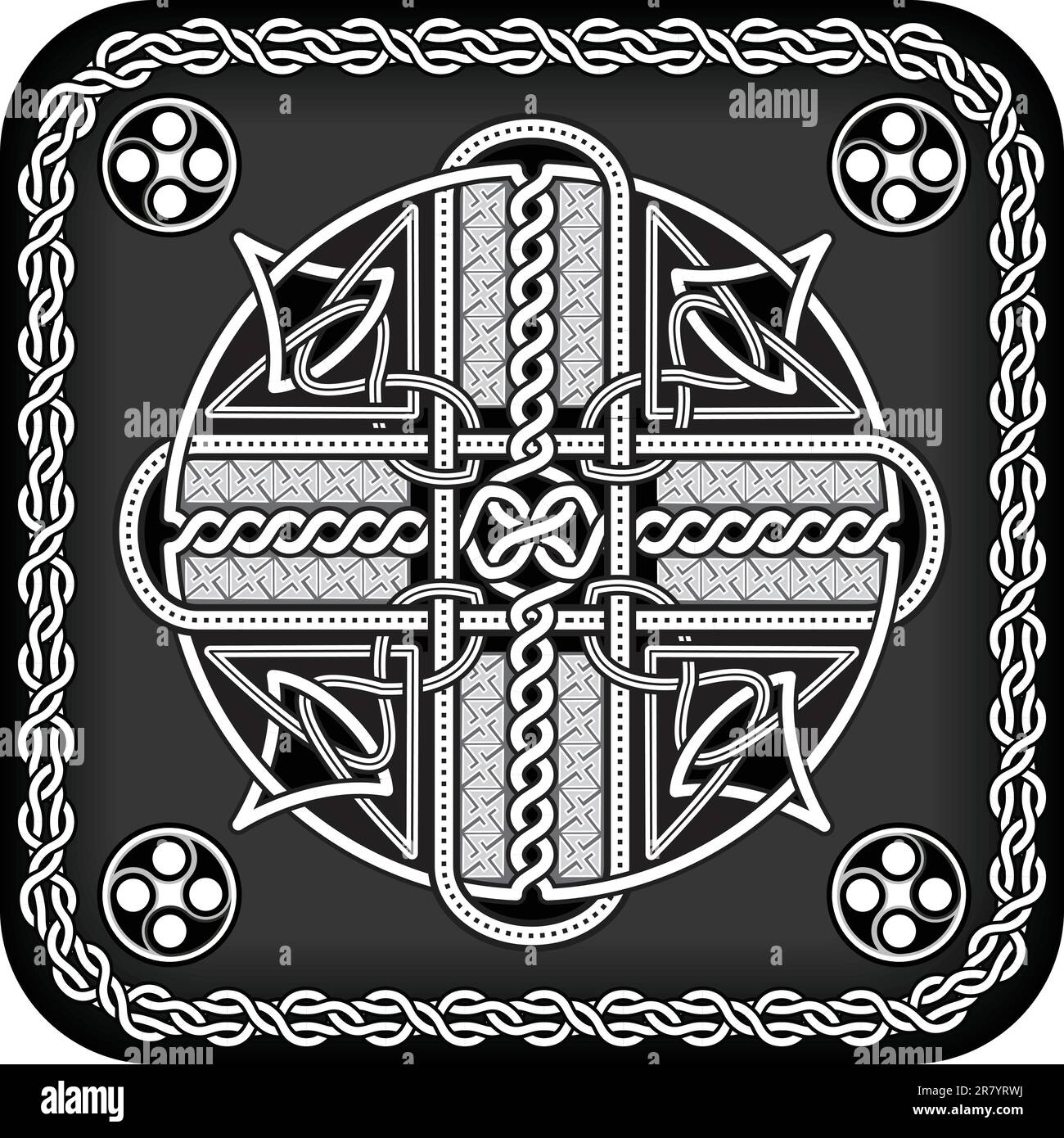 Il pulsante in stile celtico con una croce tradizionale in un vettore Illustrazione Vettoriale