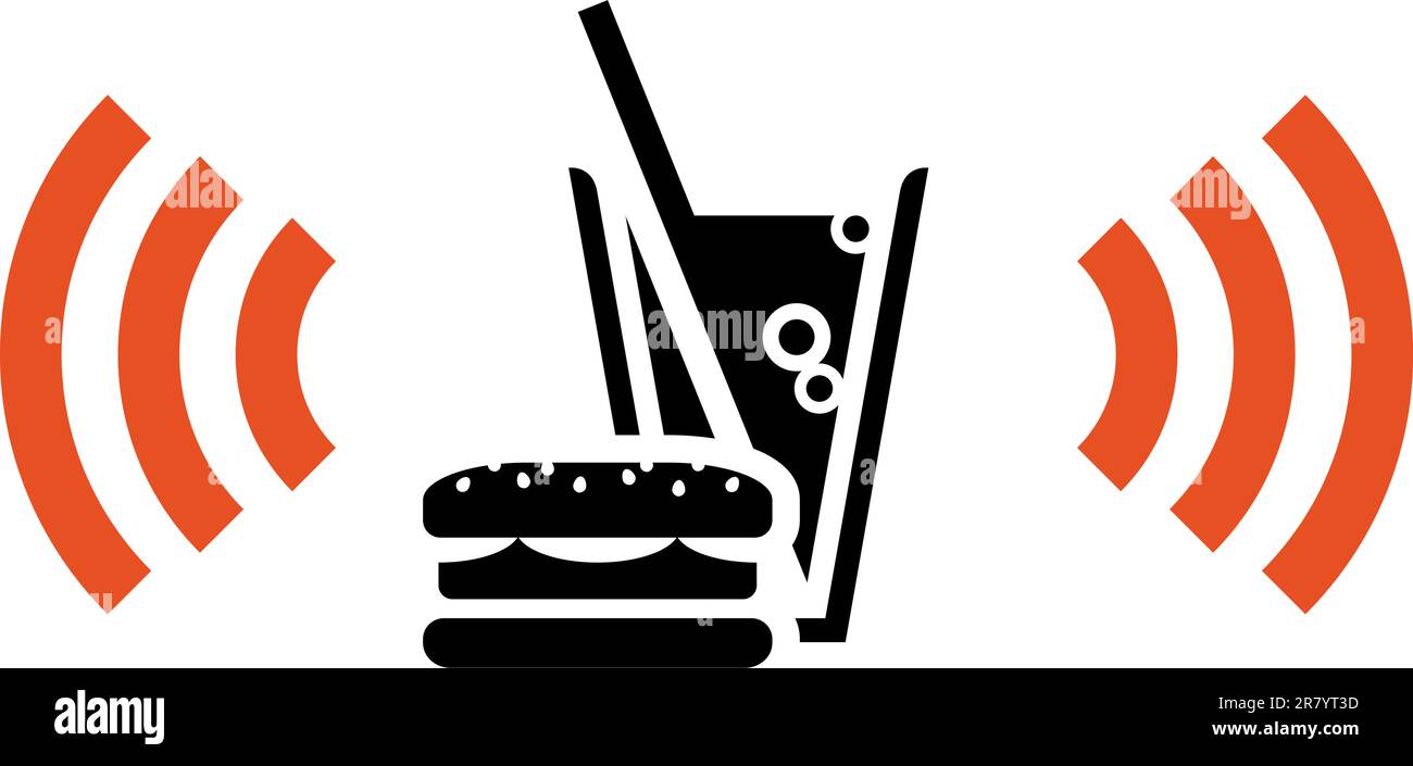 Icona del fast food con hotspot Wi-Fi Illustrazione Vettoriale