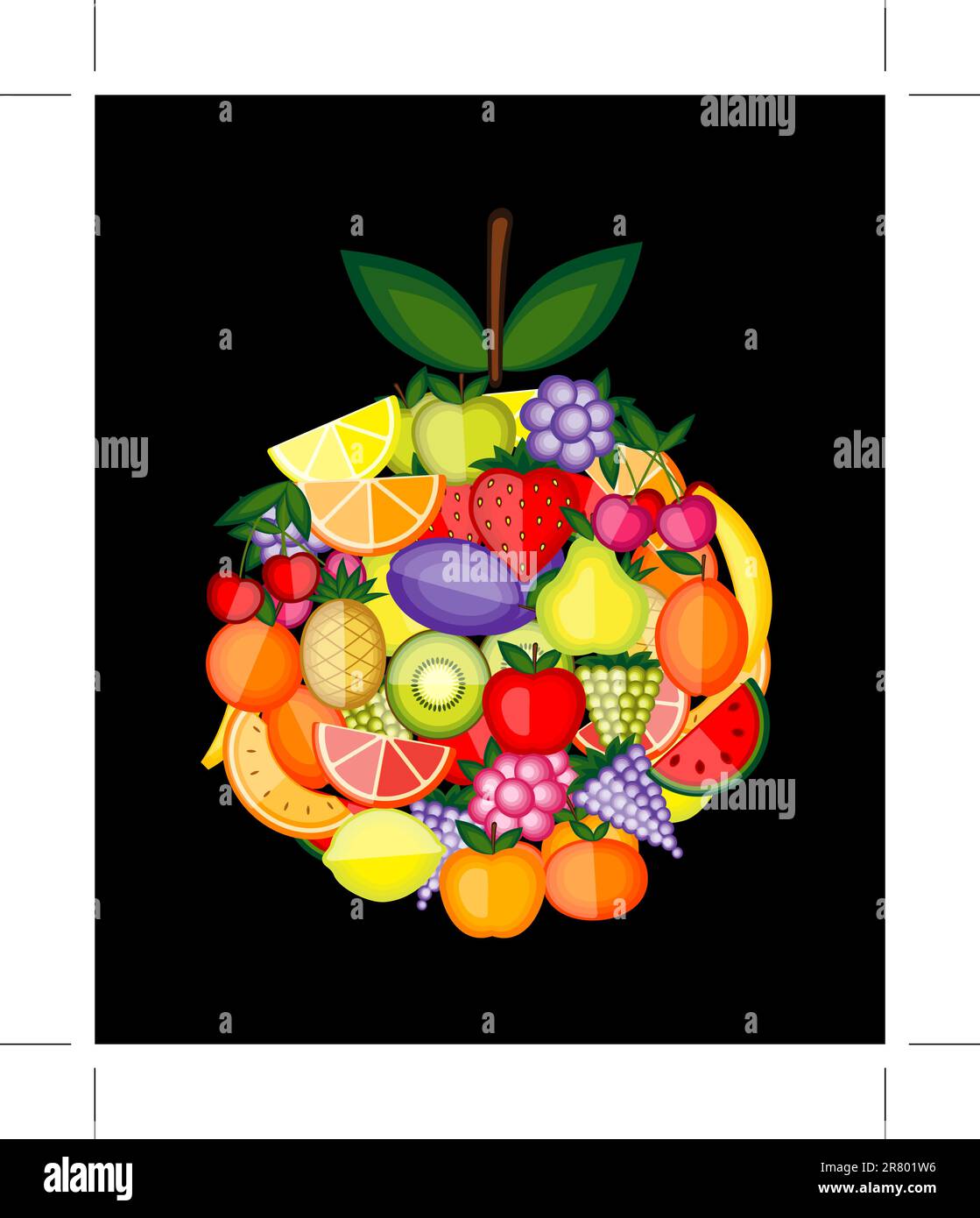 Forma di mela realizzata con frutta per il tuo design Illustrazione Vettoriale