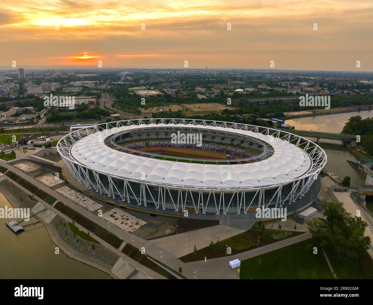 Centro Nazionale di Atletica a Budapest, Ungheria. Quest'area fa parte del distretto di Csepel nella capitale dell'Ungheria. Questo luogo ospite del mondo a. Foto Stock