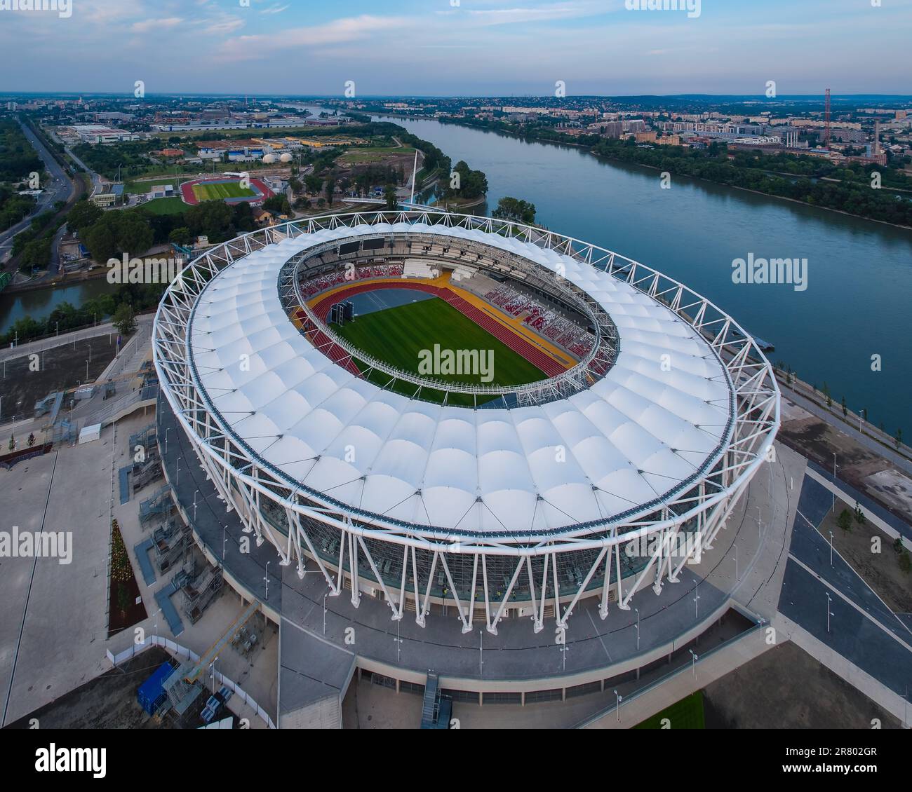 Centro Nazionale di Atletica a Budapest, Ungheria. Quest'area fa parte del distretto di Csepel nella capitale dell'Ungheria. Questo luogo ospite del mondo a. Foto Stock