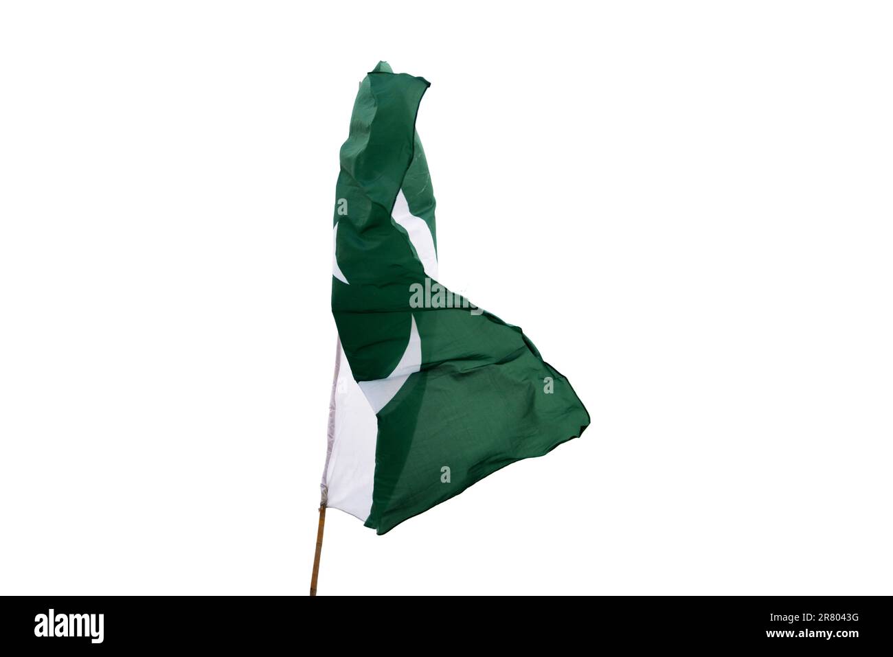 La bandiera nazionale del Pakistan vola nel cielo. Foto Stock