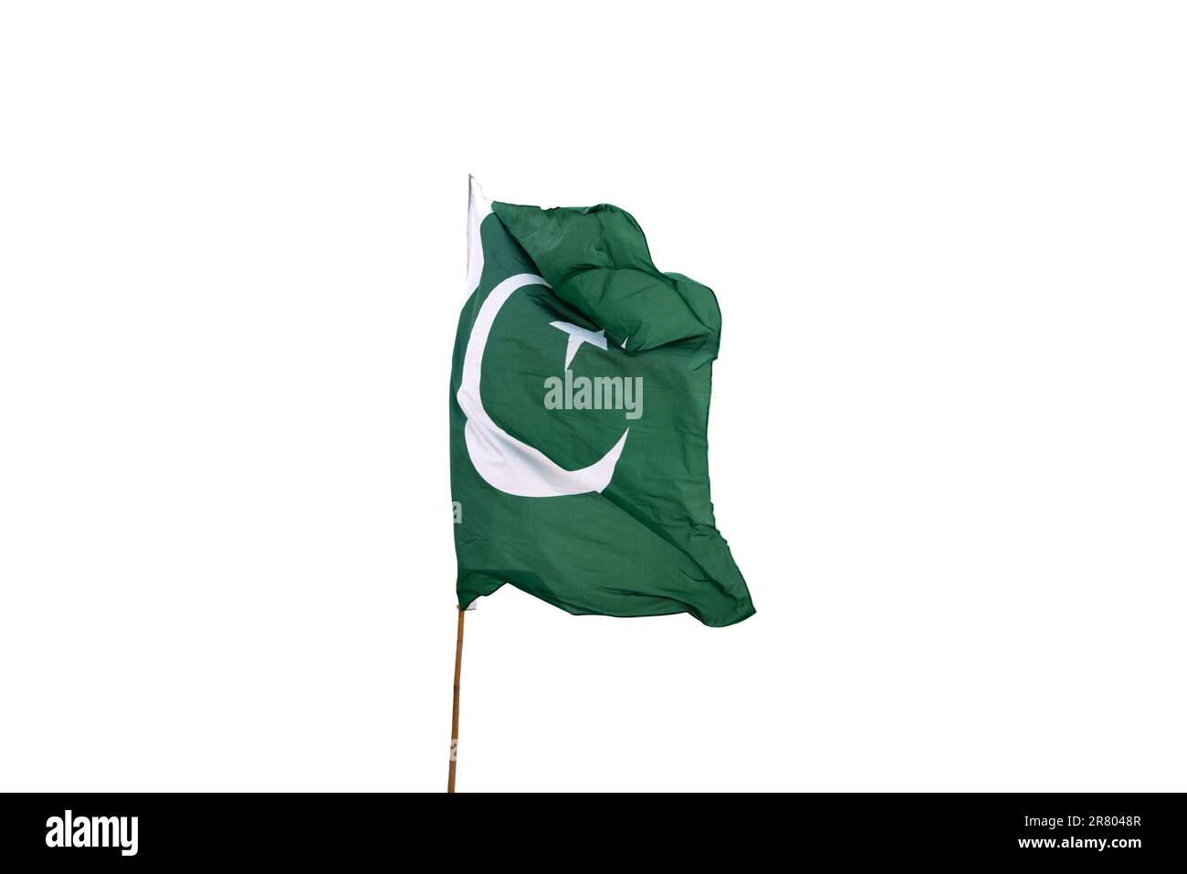 La bandiera nazionale del Pakistan vola nel cielo. Foto Stock