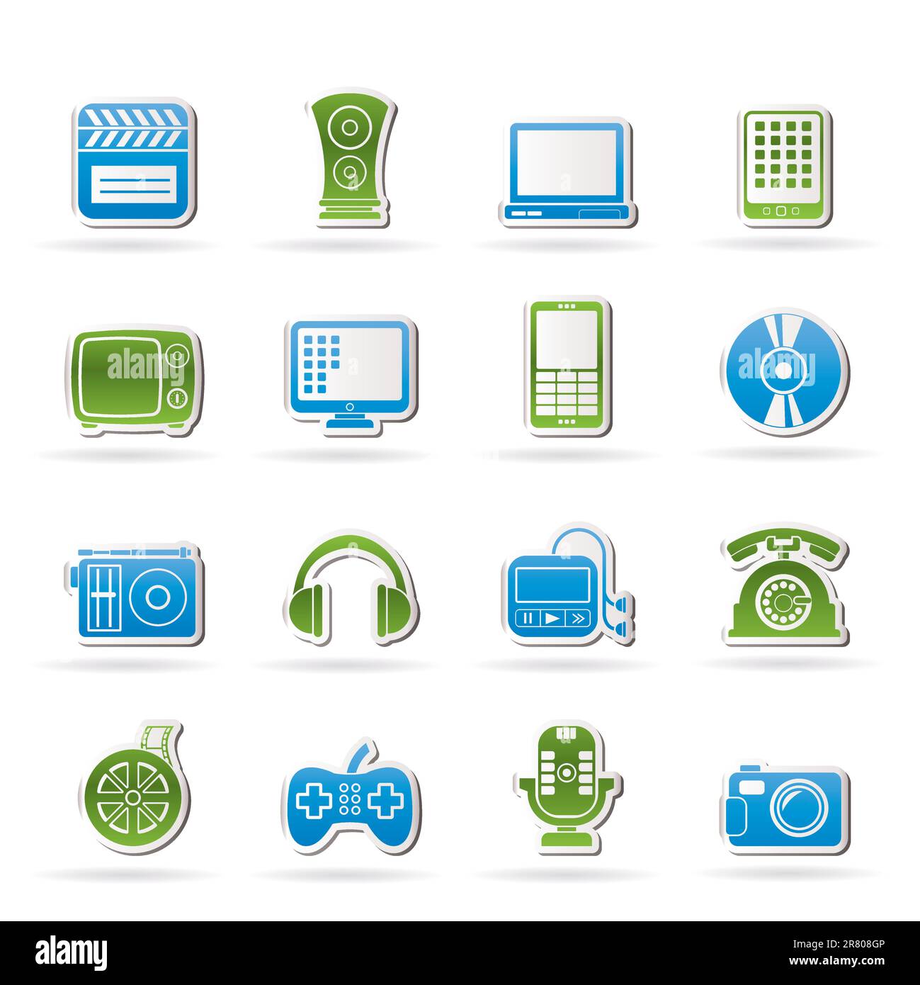 icone multimediali e tecnologiche - insieme di icone vettoriali Illustrazione Vettoriale
