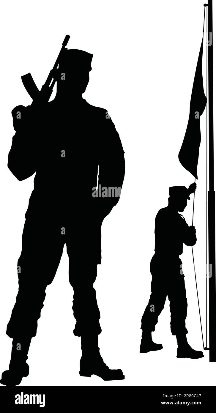 Silhouette soldati Illustrazione Vettoriale