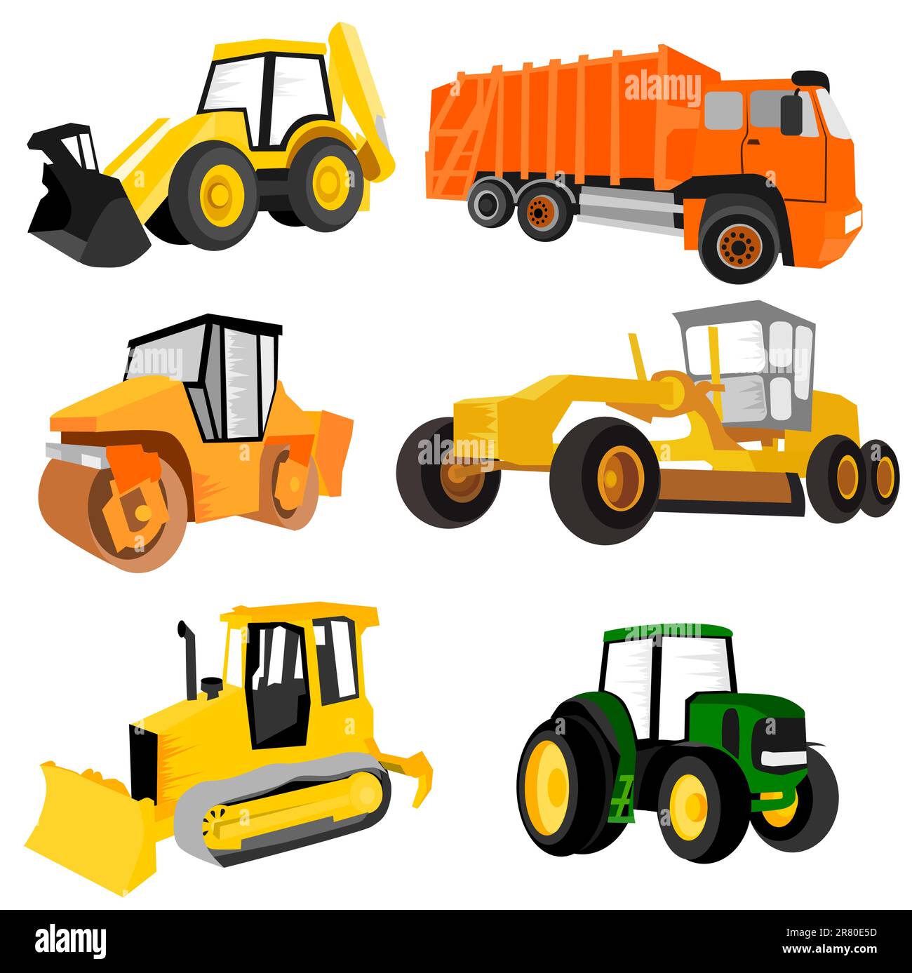 Illustrazione di sei macchine da lavoro Illustrazione Vettoriale
