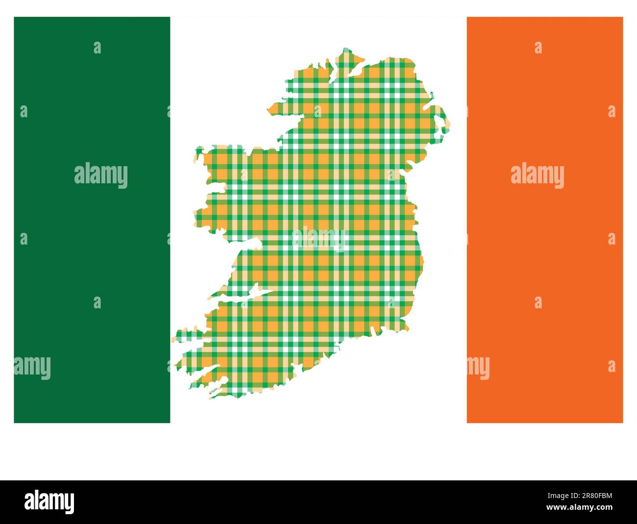Bandiera d'Irlanda con l'immagine dell'isola Illustrazione Vettoriale