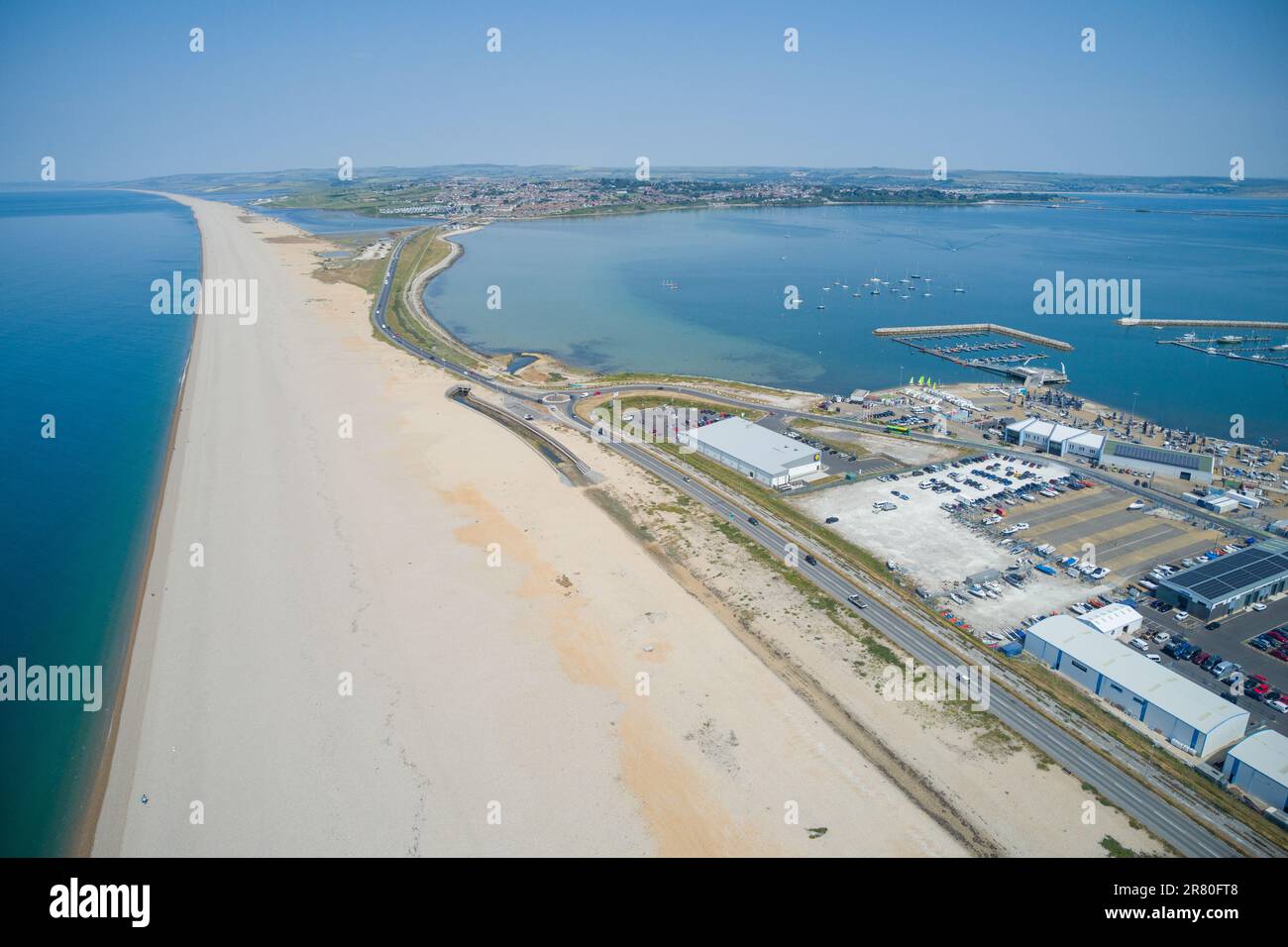 Chesil Beach e Portland Foto Stock