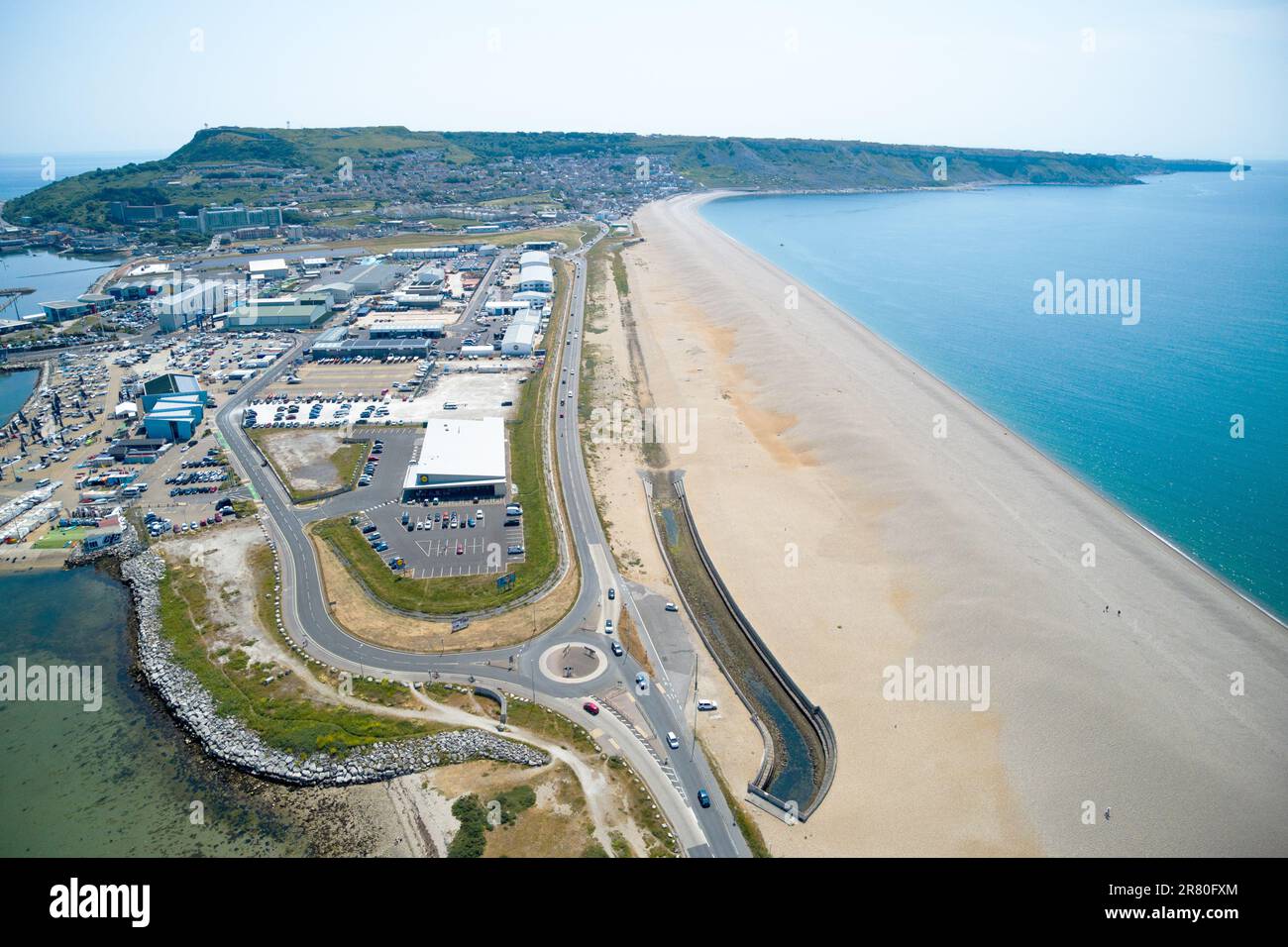Chesil Beach e Portland Foto Stock