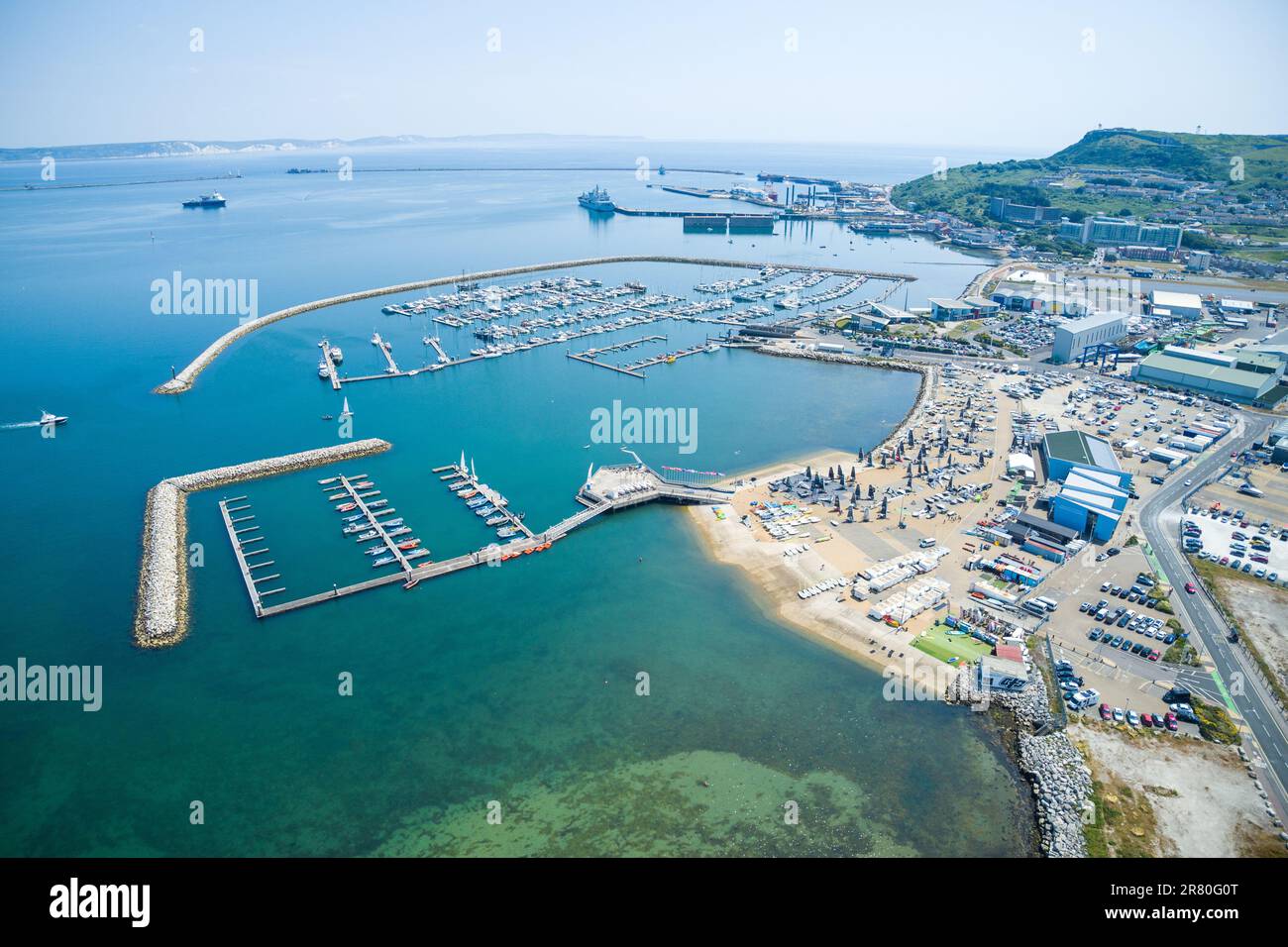 Chesil Beach e Portland Foto Stock