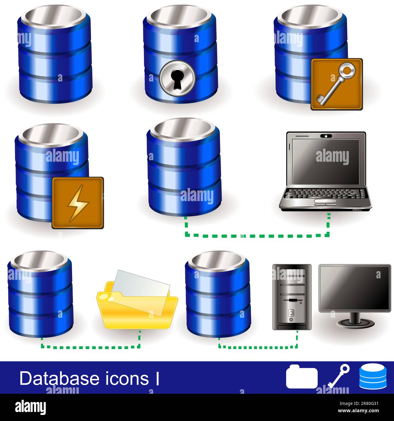 Una raccolta di diverse icone del database - parte 1 Illustrazione Vettoriale