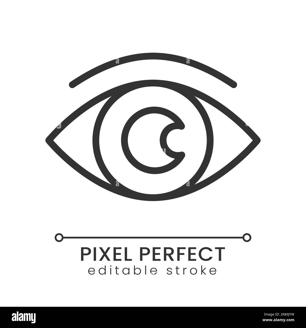 Icona lineare perfetta pixel dell'occhio Illustrazione Vettoriale