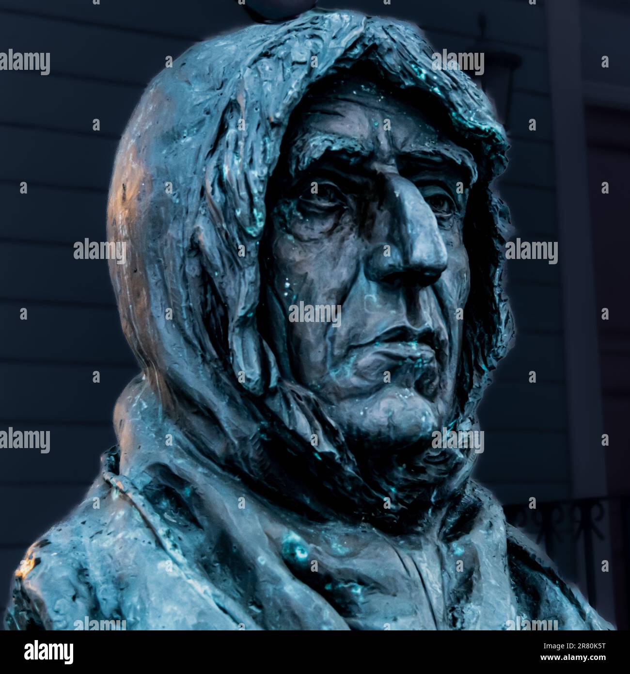 Il busto di Roald Amundsen a Tromso presso il Museo polare Foto Stock