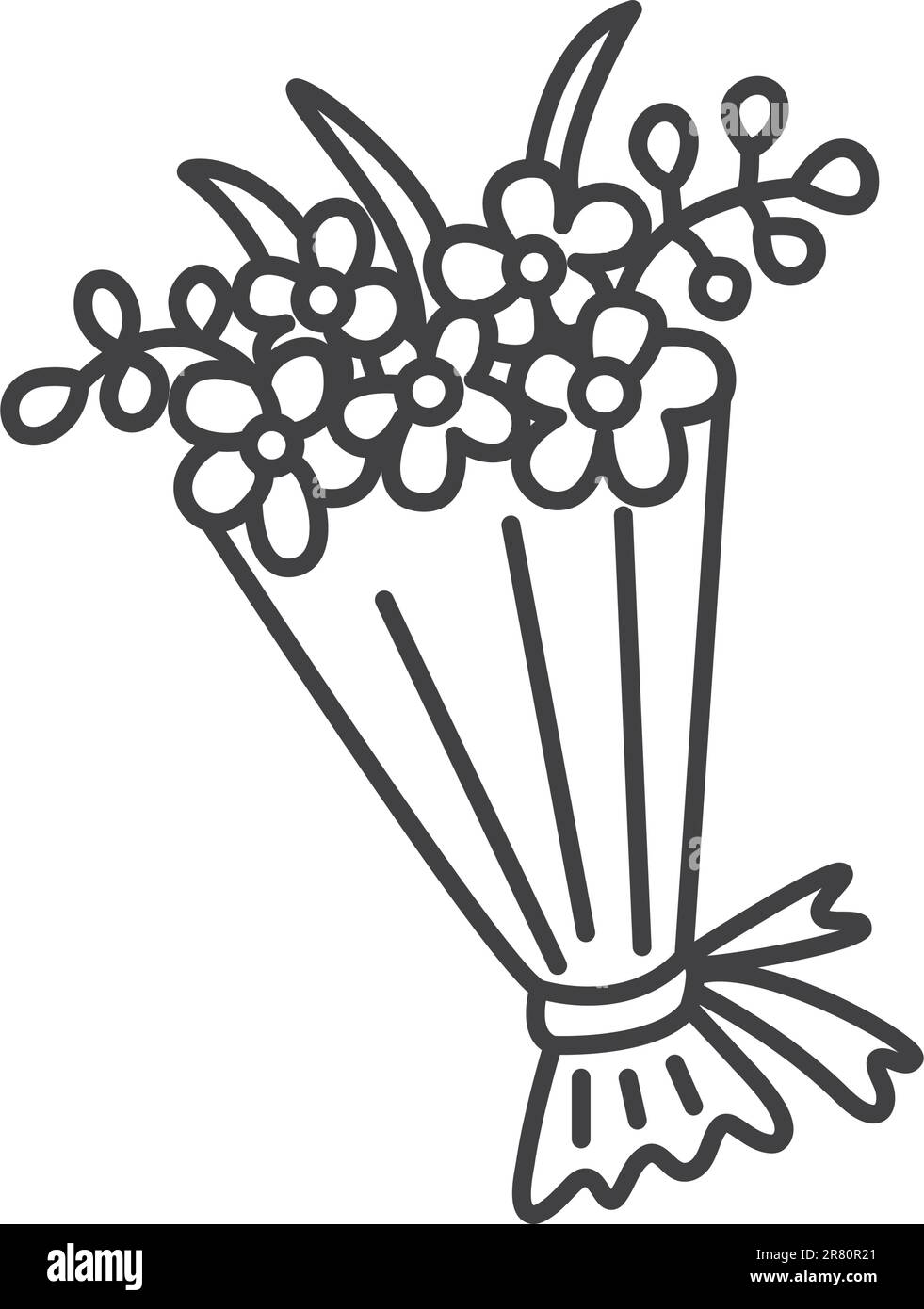 Illustrazione disegnata a mano di un bouquet di fiori. Disegno grafico vettoriale Illustrazione Vettoriale