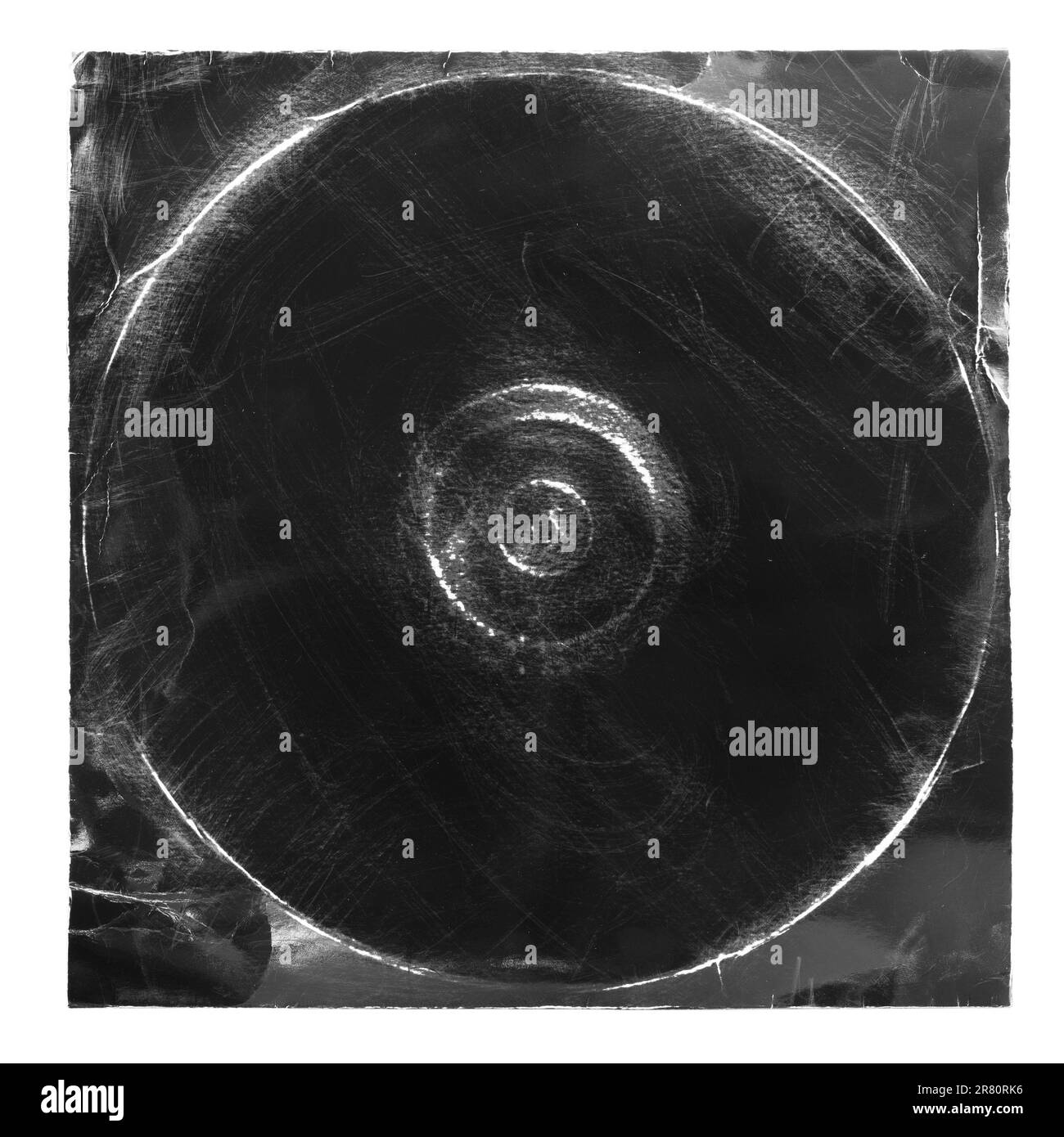 Copertina vintage in vinile quadrato nero isolata su sfondo bianco con percorso di ritaglio Foto Stock