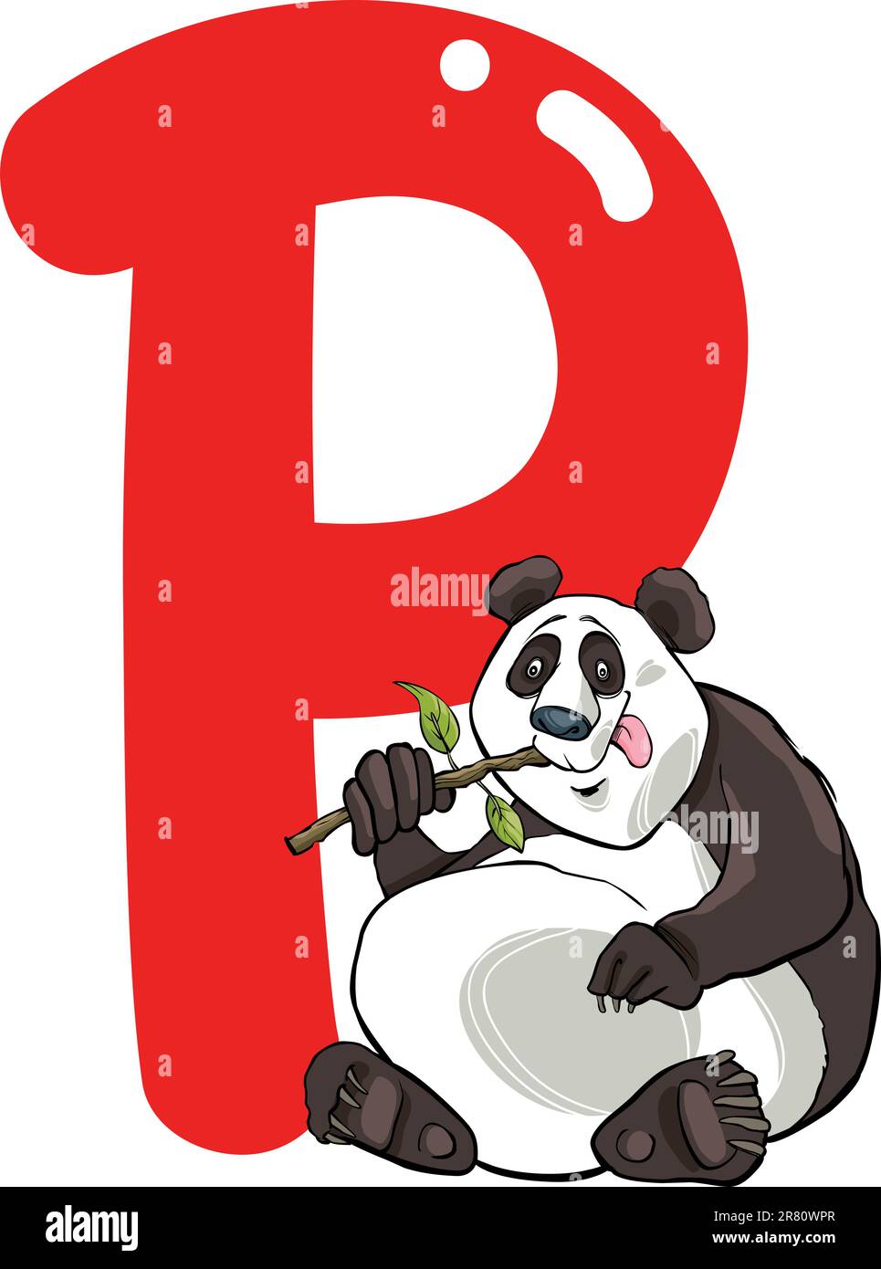 Cartoon illustrazione della lettera P per la panda Illustrazione Vettoriale