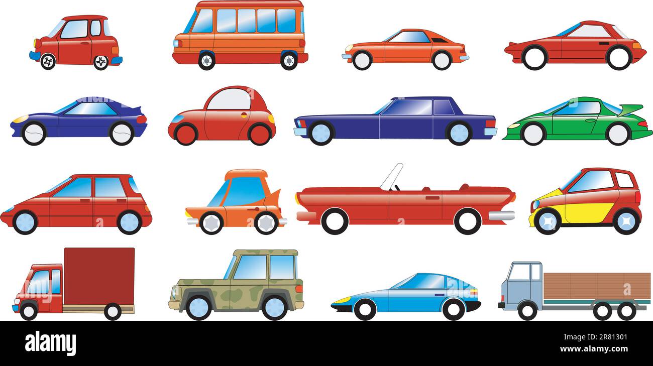 Grande set di diverse auto simboliche Illustrazione Vettoriale Grande set di diverse auto simboliche Illustrazione Vettoriale