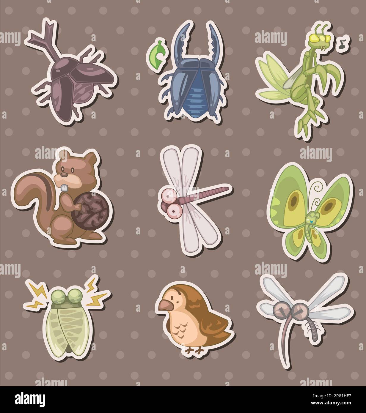 adesivi per animali estivi Illustrazione Vettoriale