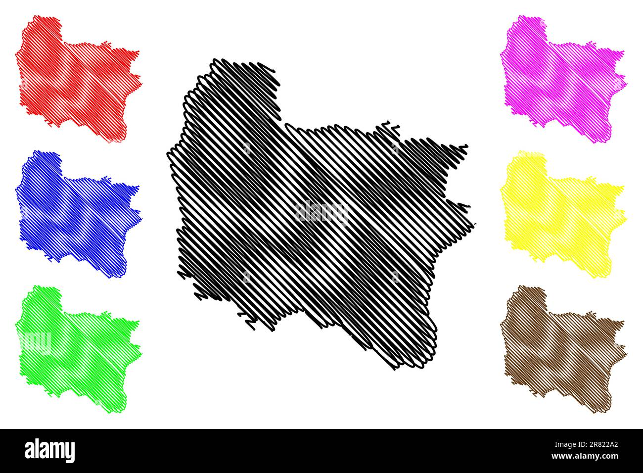 Basildon distretto non-metropolitano, Borough (Regno Unito di Gran Bretagna e Irlanda del Nord, contea cerimoniale Essex, Inghilterra) mappa vettore illust Illustrazione Vettoriale