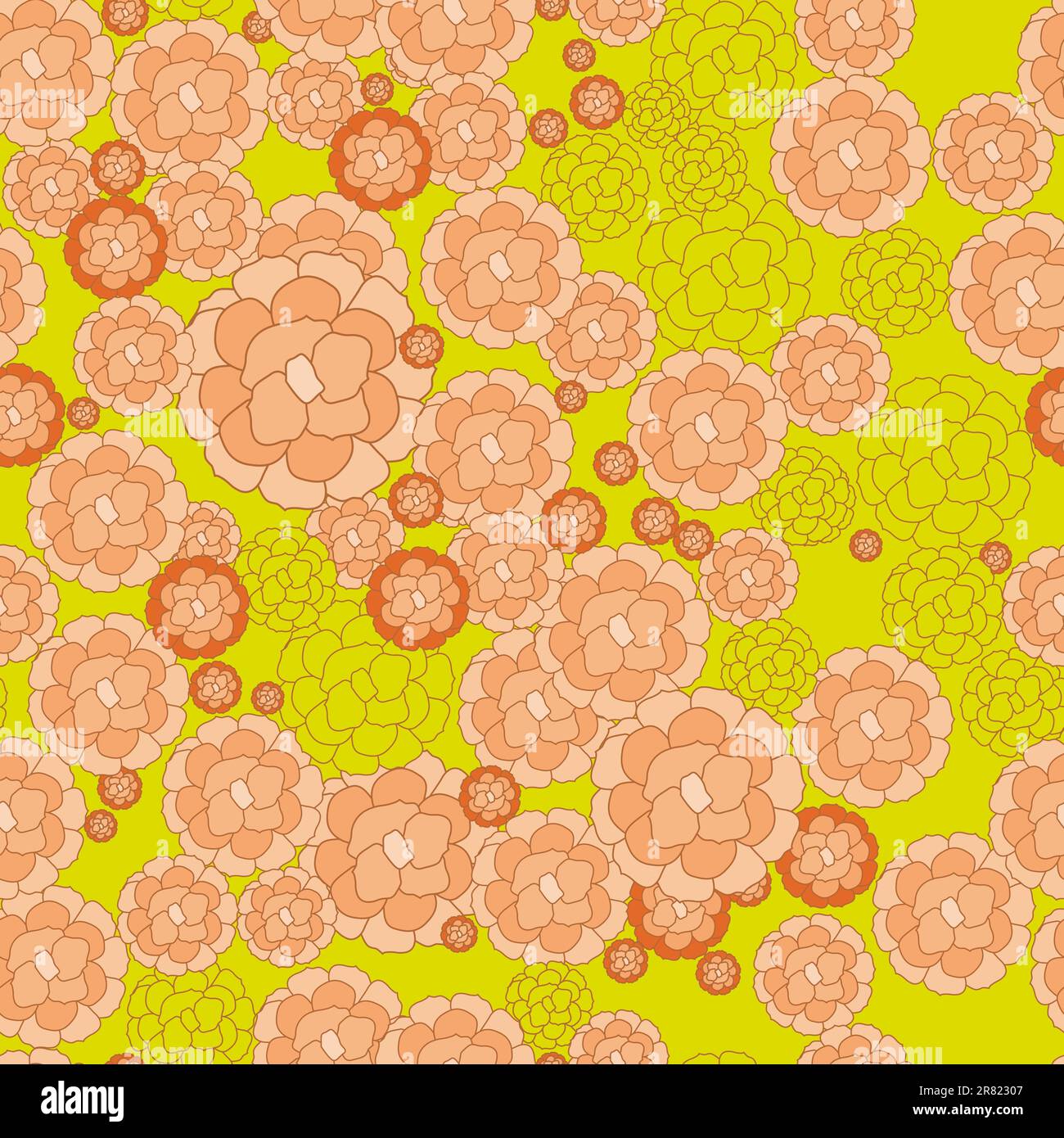 Stile cartone animato sfondo senza cuciture con fiori Illustrazione Vettoriale