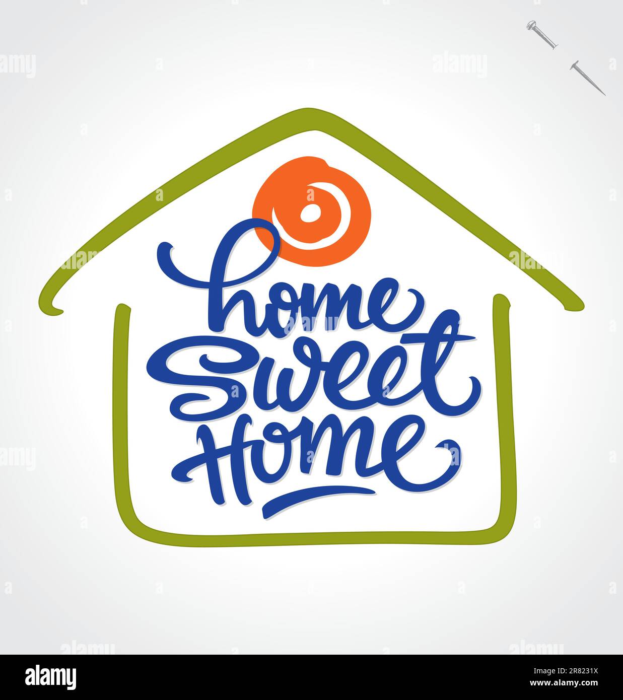 design "home sweet home" con lettere a mano - calligrafia fatta a mano; illustrazione vettoriale (eps8) Illustrazione Vettoriale
