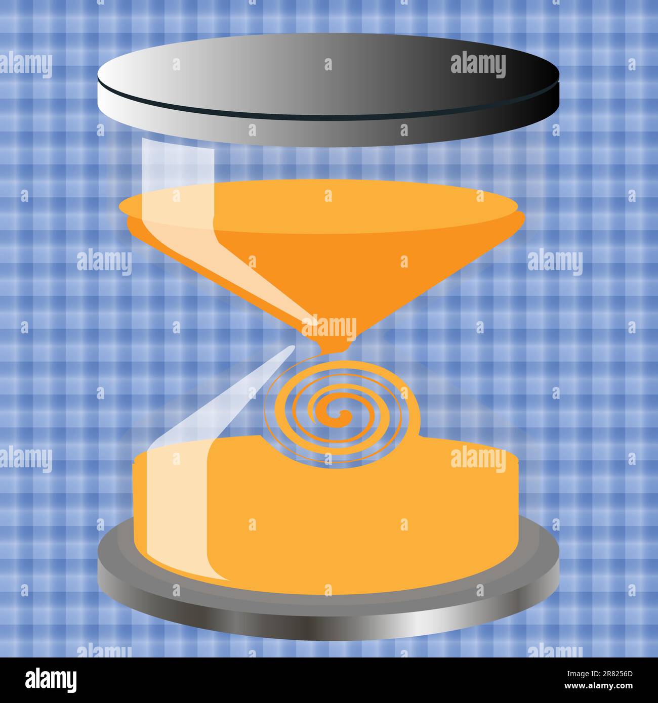 Clessidra decorativa su uno sfondo di piastrelle blu Illustrazione Vettoriale