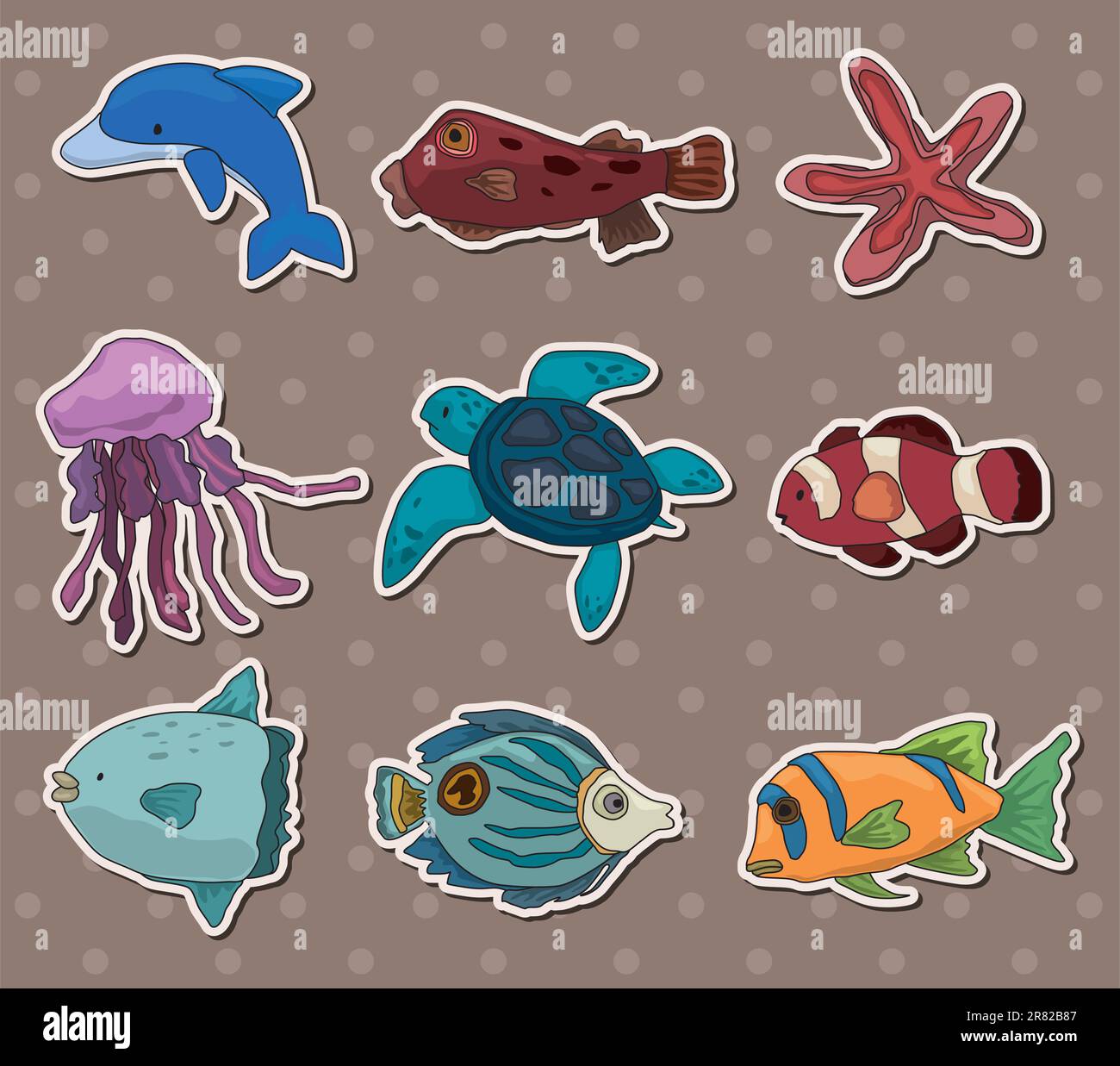 adesivi di pesce Illustrazione Vettoriale