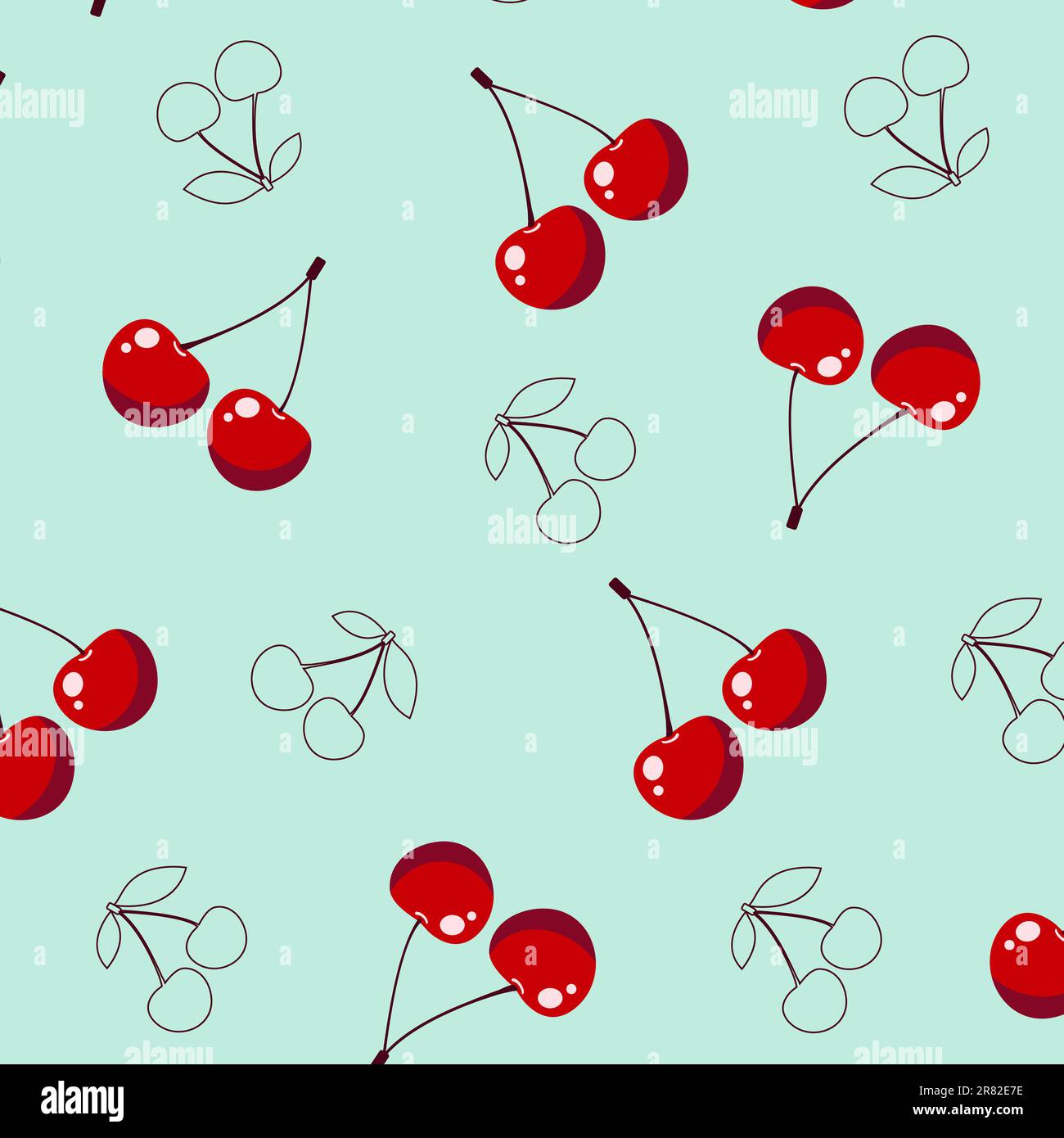 Modello senza cuciture Cherry Fruit per confezionare carta, abbigliamento, tessuti e può essere utilizzato in qualsiasi campo di abbigliamento vettoriale Illustrazione Vettoriale