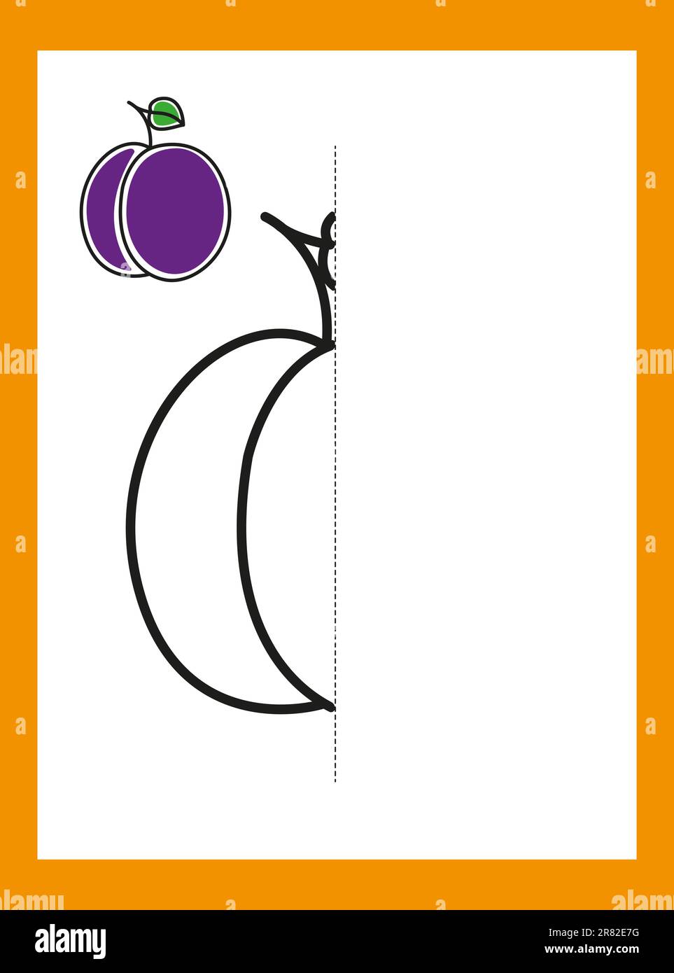 Disegnare un disegno. Prugna, frutta, bacca. Immagine vettoriale. Illustrazione Vettoriale