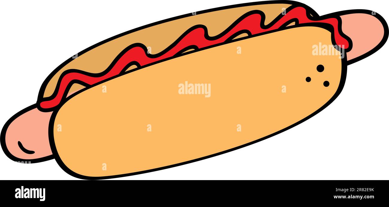 Immagine dell'hotdog su sfondo bianco Illustrazione Vettoriale