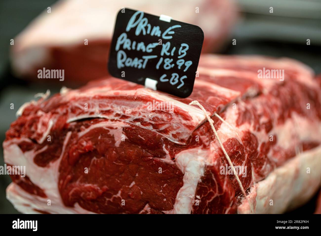 Prezzi della carne Canada, prezzo di arrosto di costolette di prima qualità Foto Stock