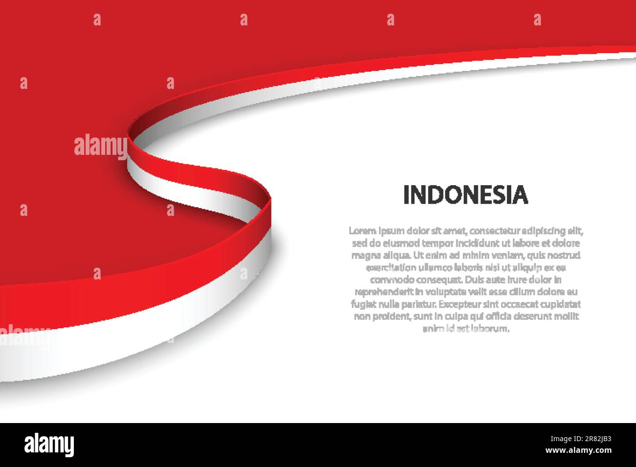 Bandiera dell'Indonesia con sfondo copyspace. Modello vettore banner o barra multifunzione Illustrazione Vettoriale