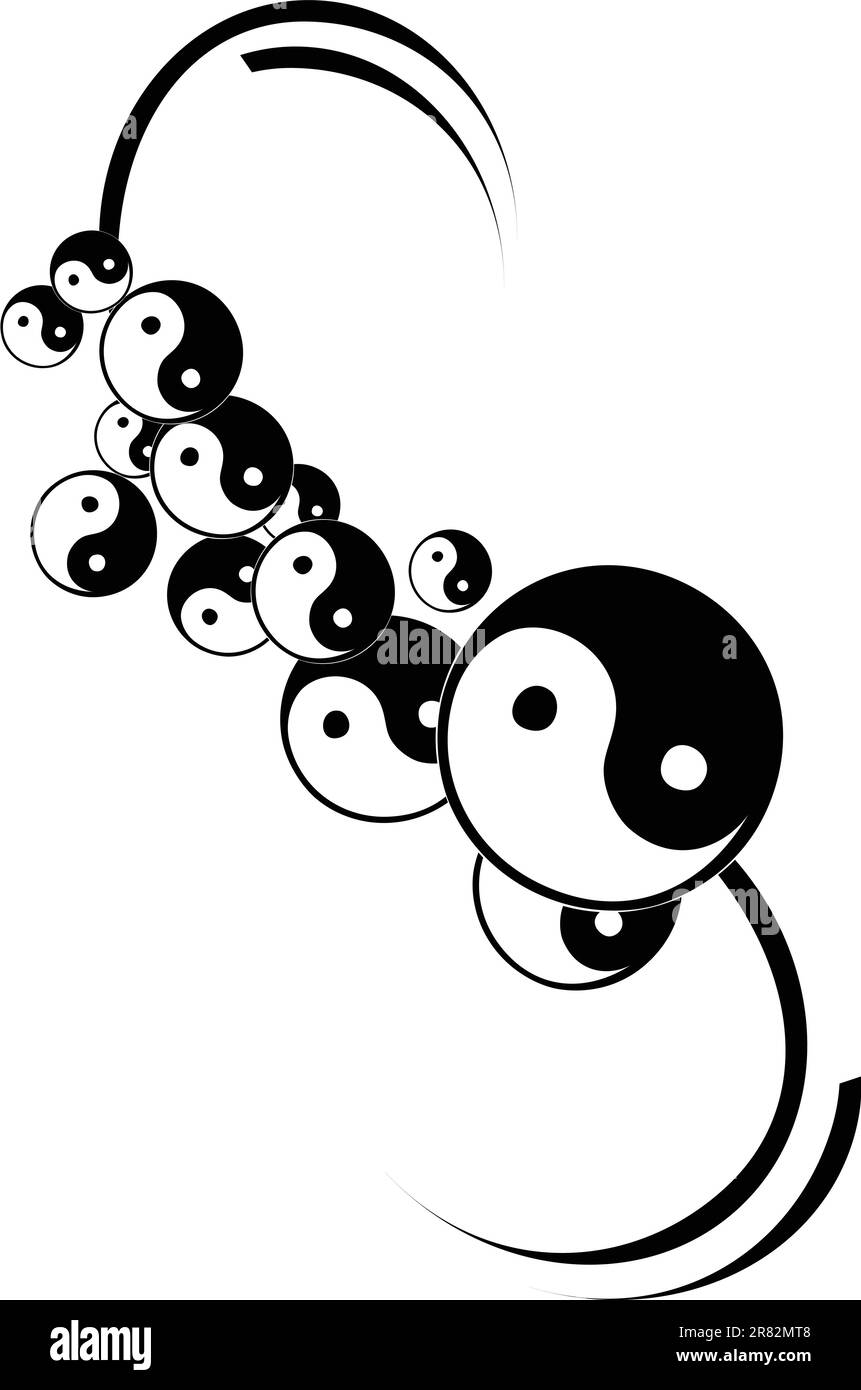 Il simbolo decorativo dello yin e dello yang. Religione. Illustrazione vettoriale. Illustrazione Vettoriale