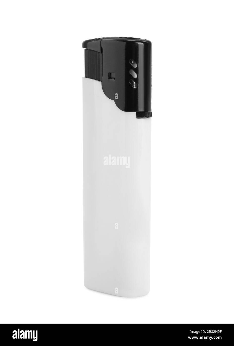 Elegante e piccola torcia tascabile isolata sul bianco Foto Stock