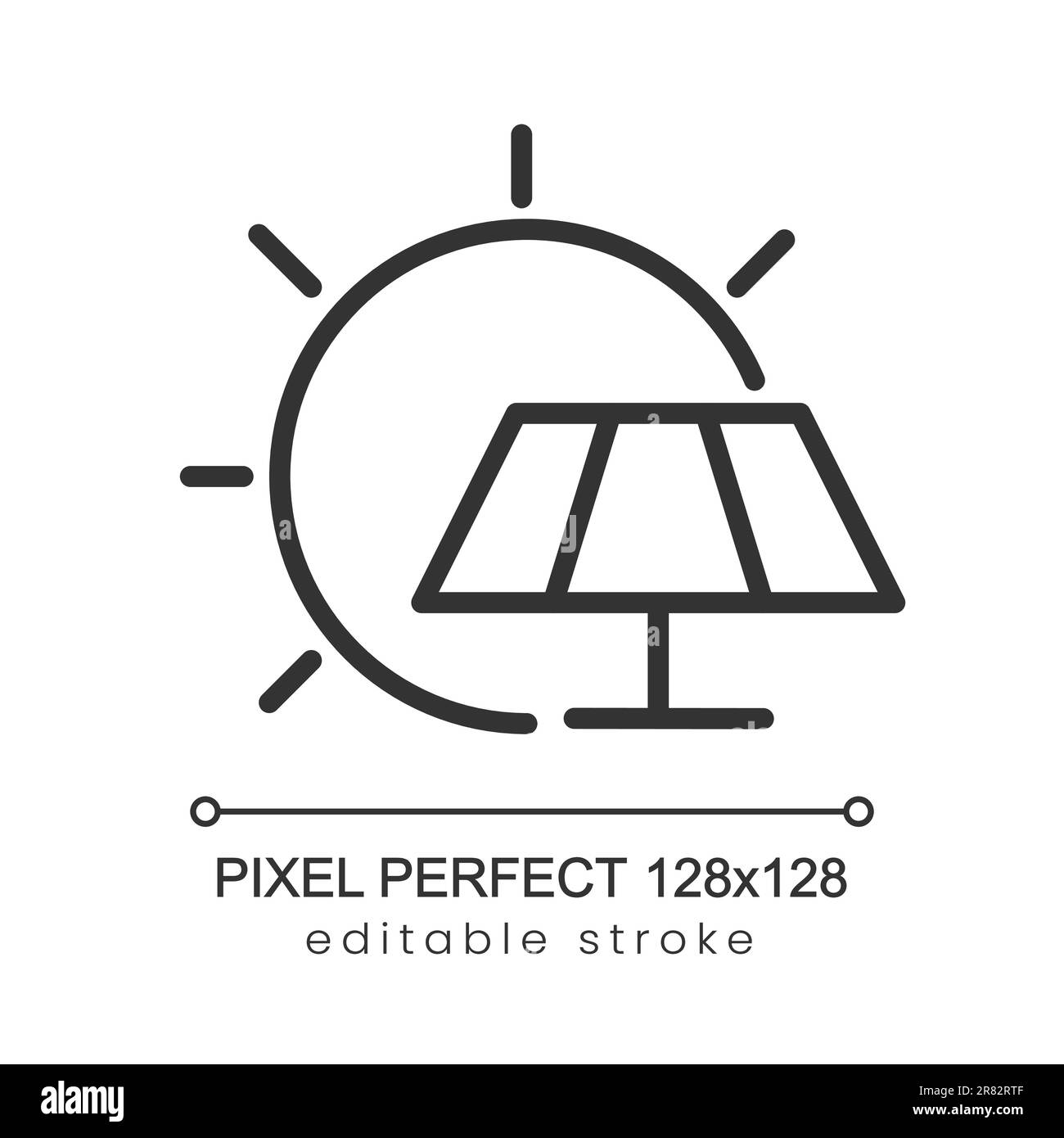 Icona pixel Perfect Linear dell'energia solare Illustrazione Vettoriale