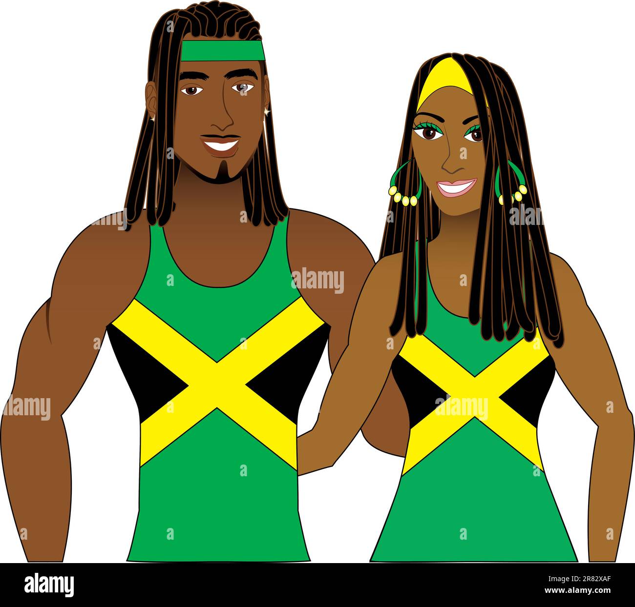 Dimostrazione vettoriale di persone giamaicane in Tank Tops per uomini e donne. Illustrazione Vettoriale