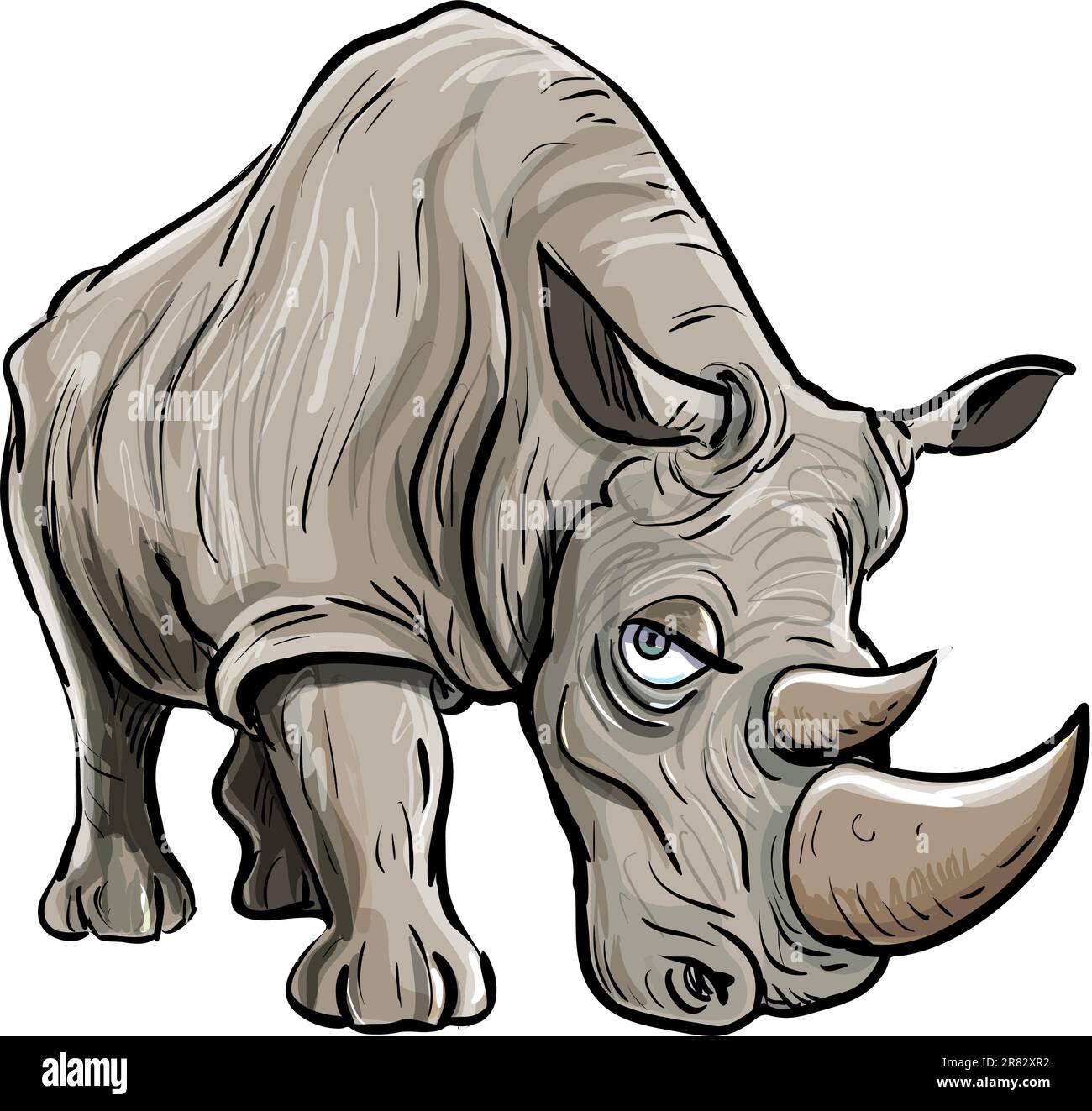 Illustrazione a cartoni animati di un rinoceronte. Isolato Illustrazione Vettoriale