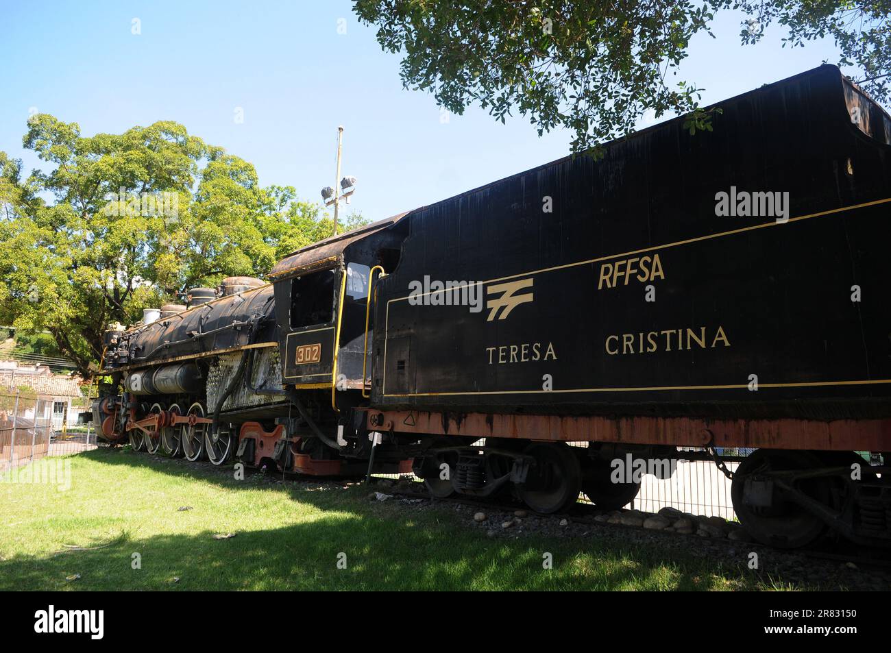 Bananal, São Paulo, Brasile, 25 marzo 2023. Vecchia stazione ferroviaria della città di Bananal e locomotiva Maria Fumaca. Foto Stock