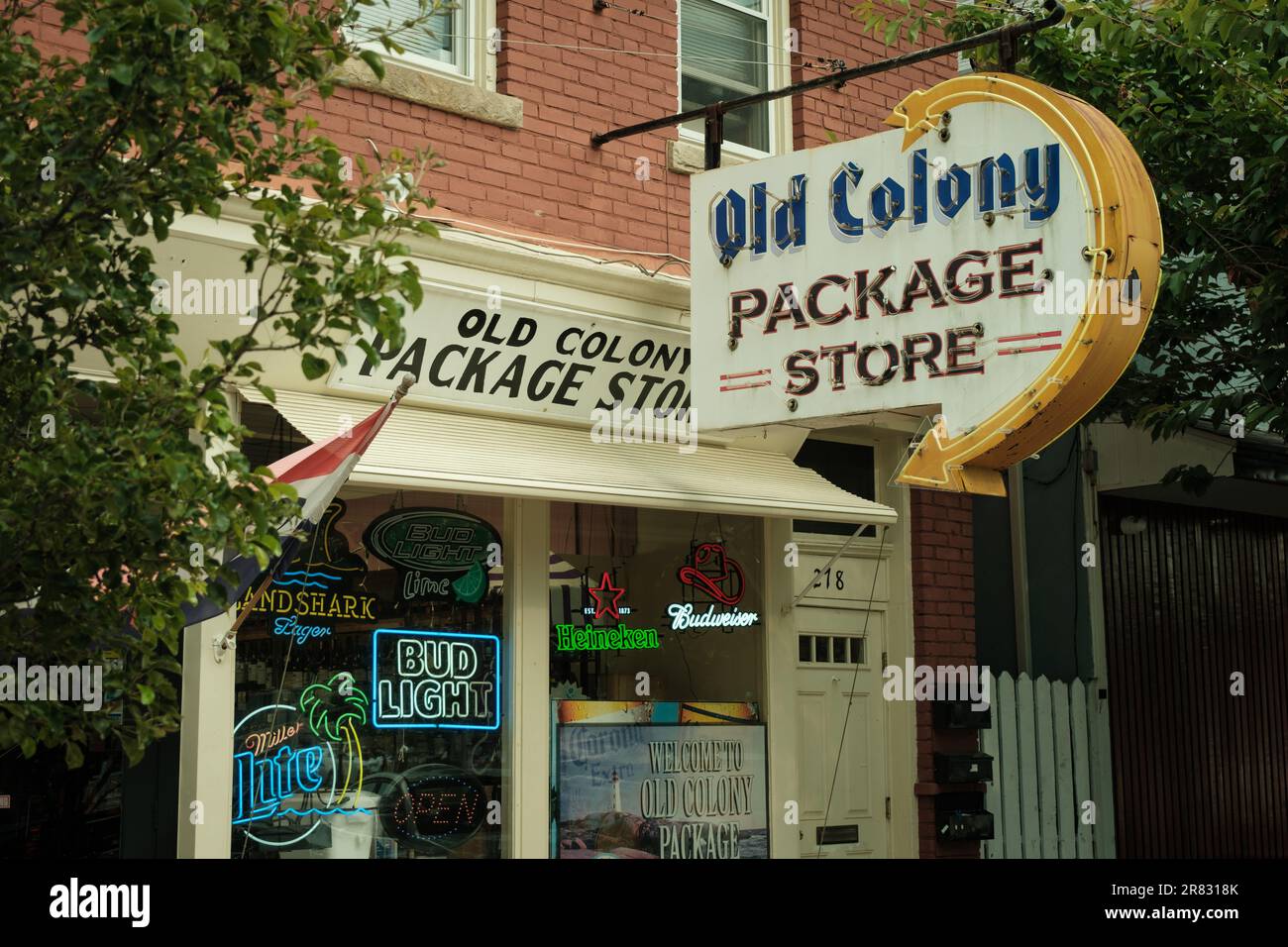 Old Colony Package Store segno vintage, Old Saybrook, Connecticut Foto Stock