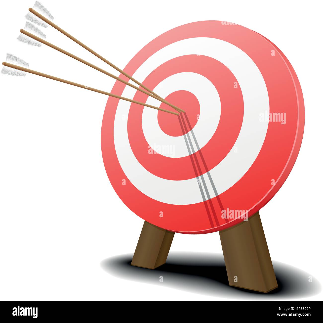 immagine di un bersaglio rosso con tre frecce che colpiscono il centro Illustrazione Vettoriale