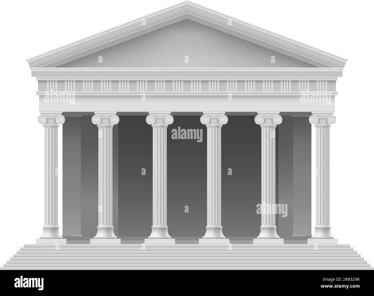 Grande portico di un antico tempio. Colonnato. Illustrazione su bianco Illustrazione Vettoriale