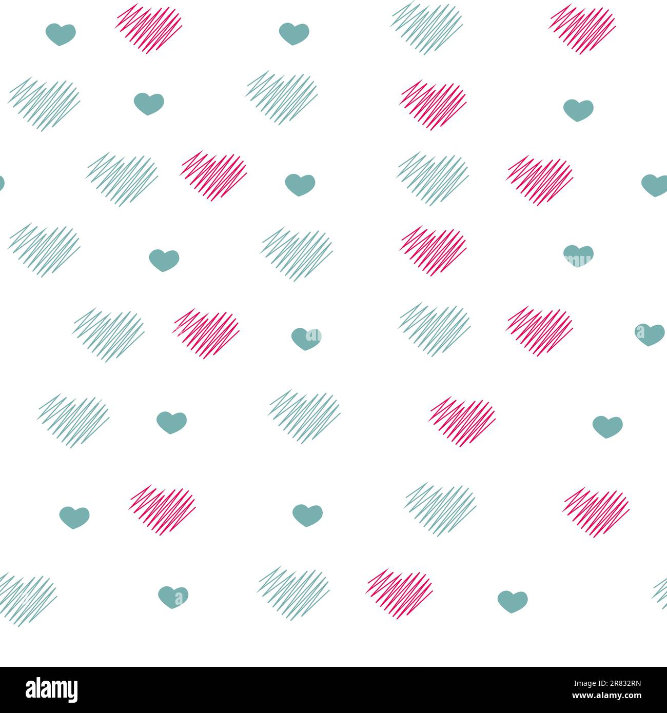 Sfondo senza cuciture dei cuori. Sfondo vettoriale per la stampa su tessuti, carta da imballaggio, web design e social media. rosa e blu. Illustrazione Vettoriale