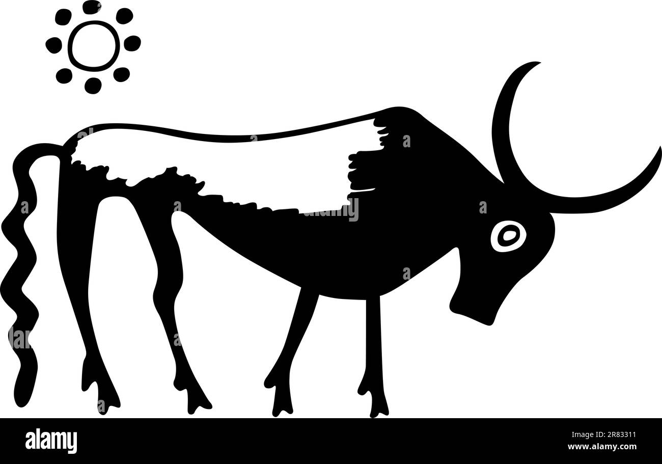 L'antica Grecia toro e il sole nel cielo Illustrazione Vettoriale