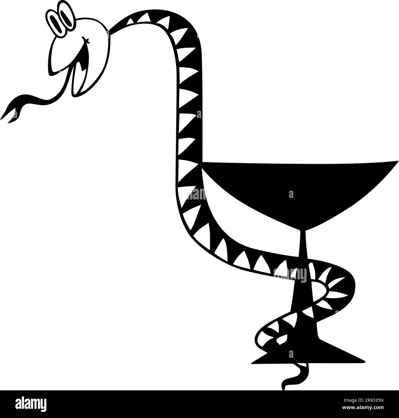 Divertente serpente medico con ciotola Illustrazione Vettoriale