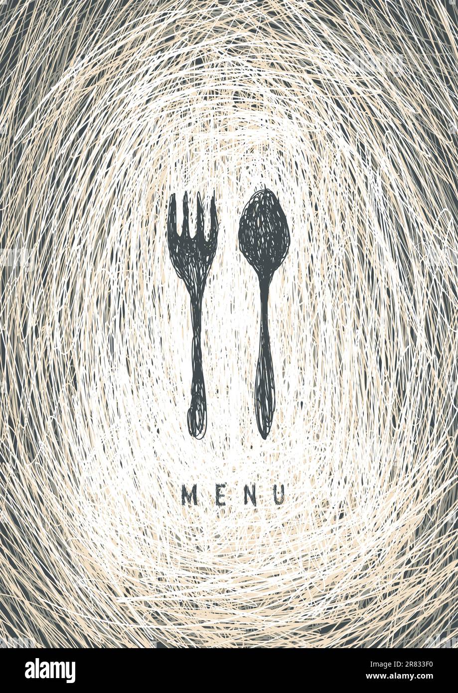 Nota Il menu del ristorante Concept Design. Vettore. Illustrazione Vettoriale